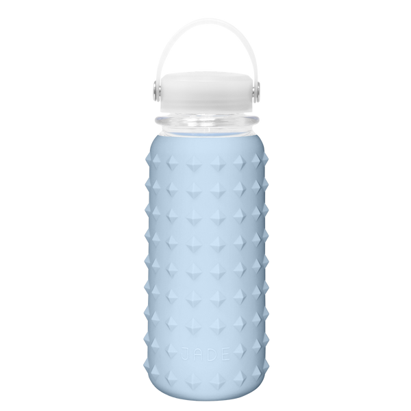 Glass Water Bottle with Sleeve - Translucent Blue